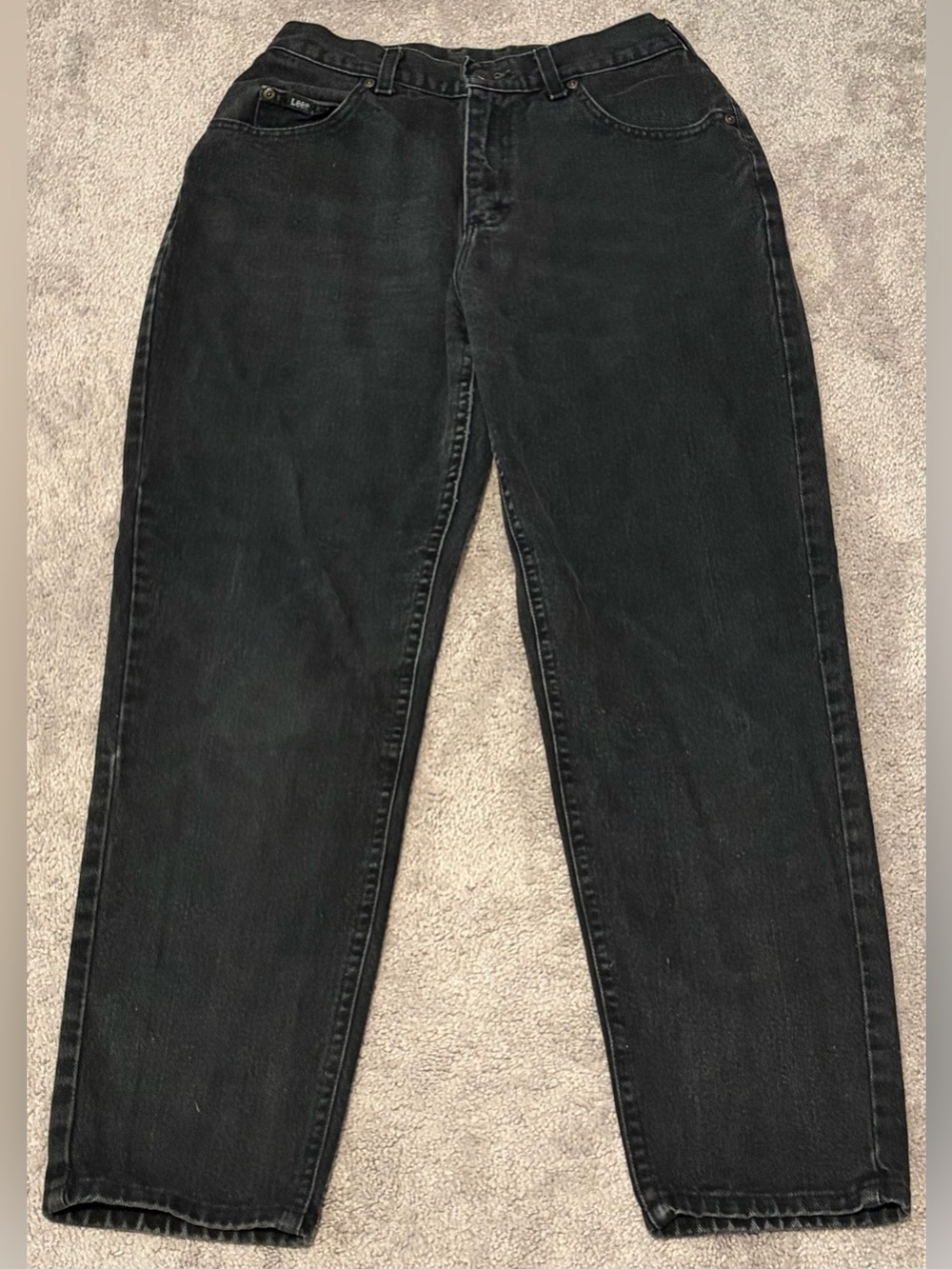 VTG Lee Riders Mom Jeans Women’s Measured 28x28 High Rise Black Dark Wash 90s